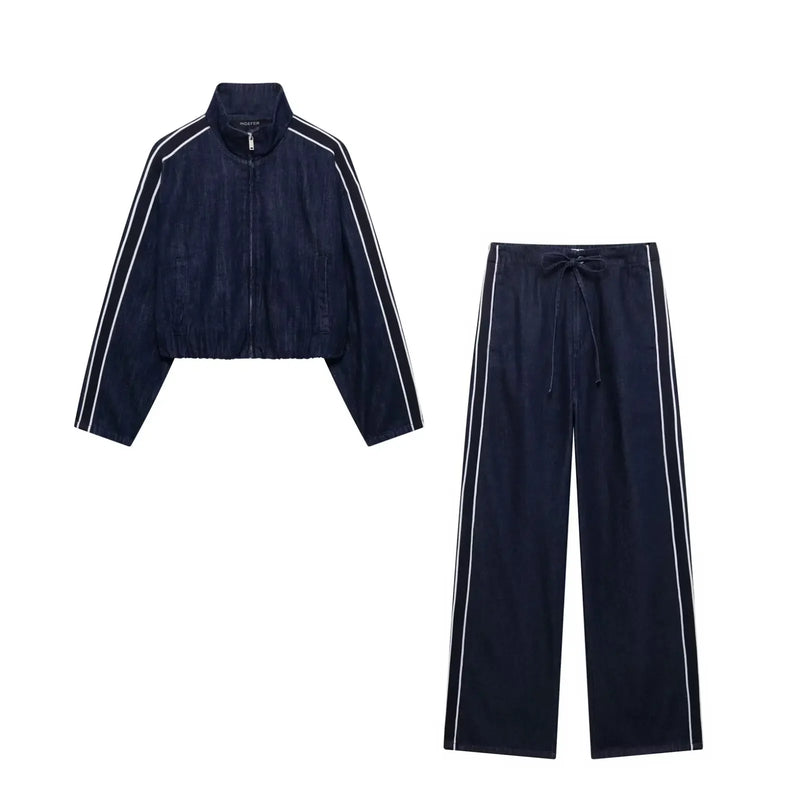 Denim Track and Field Set Sample and Fast Shipping