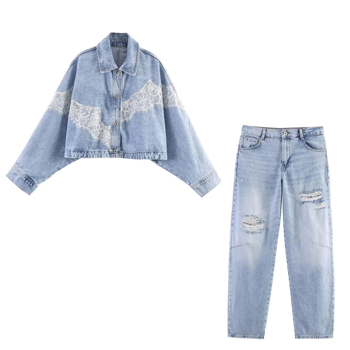 Lace and Luck Denim Set