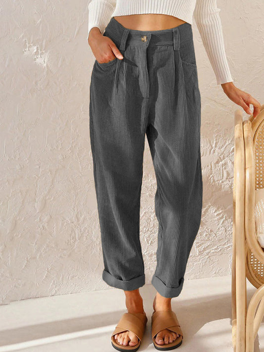 Windsor™ High Waist Corduroy Lounge Pants Charcoal grey