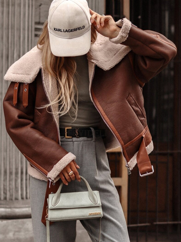 Who’s That Girl™ Moto Jacket Brown
