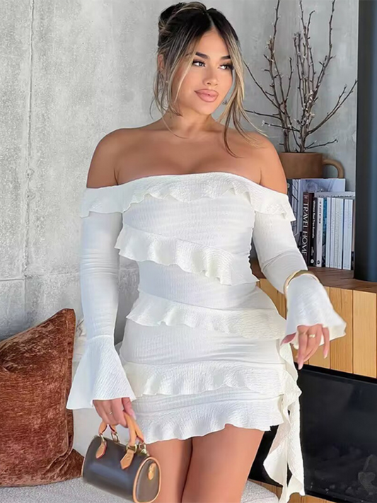 Ruffle My Feathers Dress White